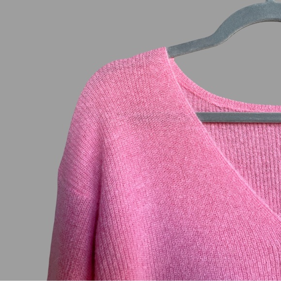 SEZANE NWT Rose Pink Alpaca Mohair Wool Reversible V Neck Barry Cardigan Sweater - Picture 9 of 16